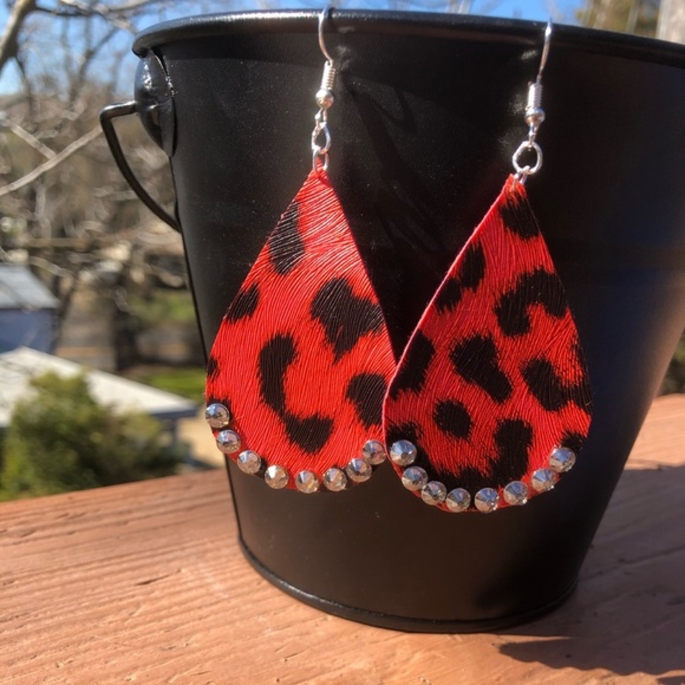 Cheetah Print Rhinestone Earrings